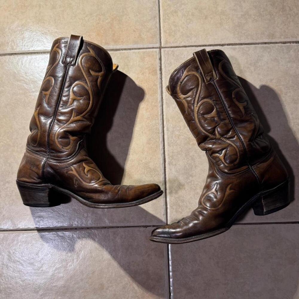 Vintage wrangler brown leather cowboy boots Size 8 in Mens